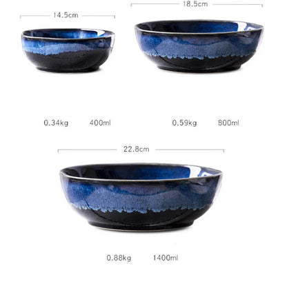 Kana Blaue Keramikschale — Robuste Porzellanschale mit Elegantem Japanischem Design