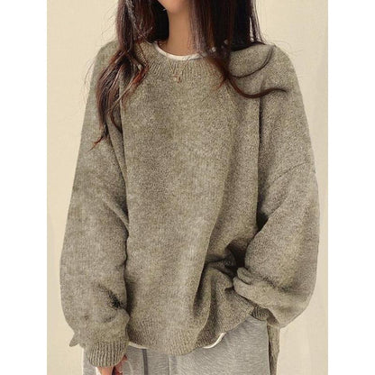 Elara Sweater — Women’s Drop Shoulder Knit Top with Split Hem
