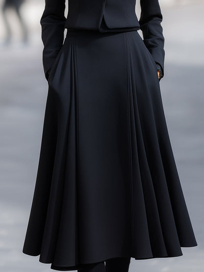 Elarin — Tailored Blazer and Pleated Midi Skirt Set with Structured Fit