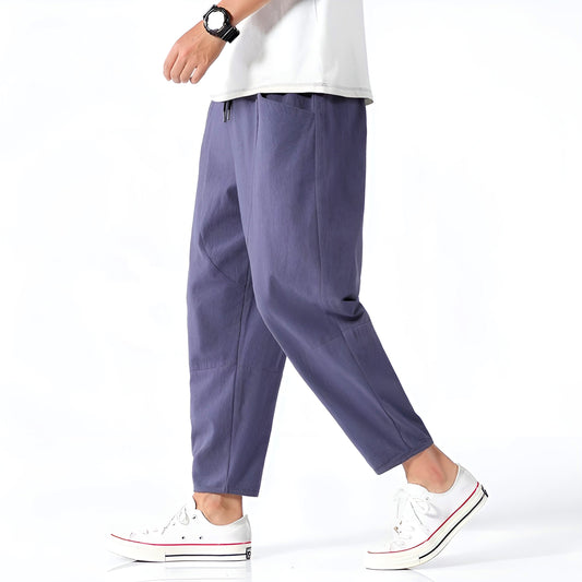 Brevian — Breathable Cotton-Linen Cropped Pants with Adjustable Waist