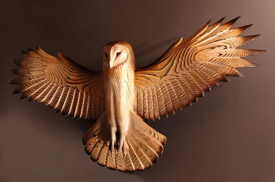 Barn Owl Wall Art - Hand Carved Art