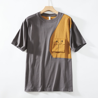 Vextro — Artistic Cotton Jersey Shirt with Modernist Color Blocks