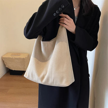 VogueCruze™ Sac Cabas en Velours Côtelé — Attirez Tous les Regards avec un Style Sans Effort et une Organisation Inégalée