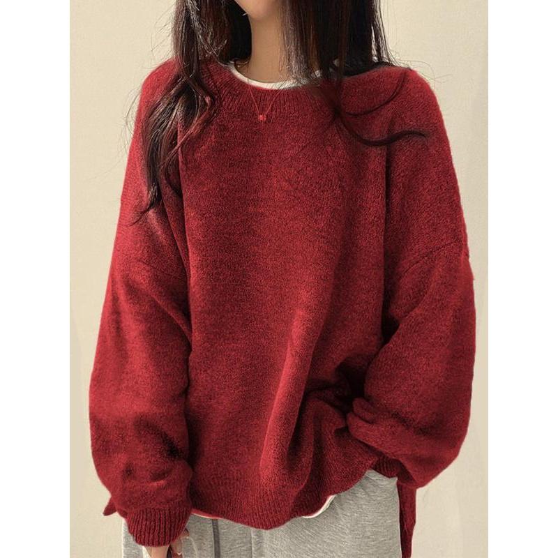 Elara Sweater — Women’s Drop Shoulder Knit Top with Split Hem