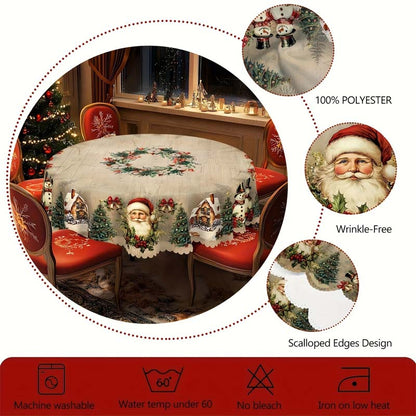 Nappe Festive Clarion — Décoration de Table de Noël, Polyester Lavable