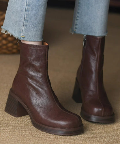 Bottes Veltrix à talon épais avec fermeture éclair, cuir synthétique noir