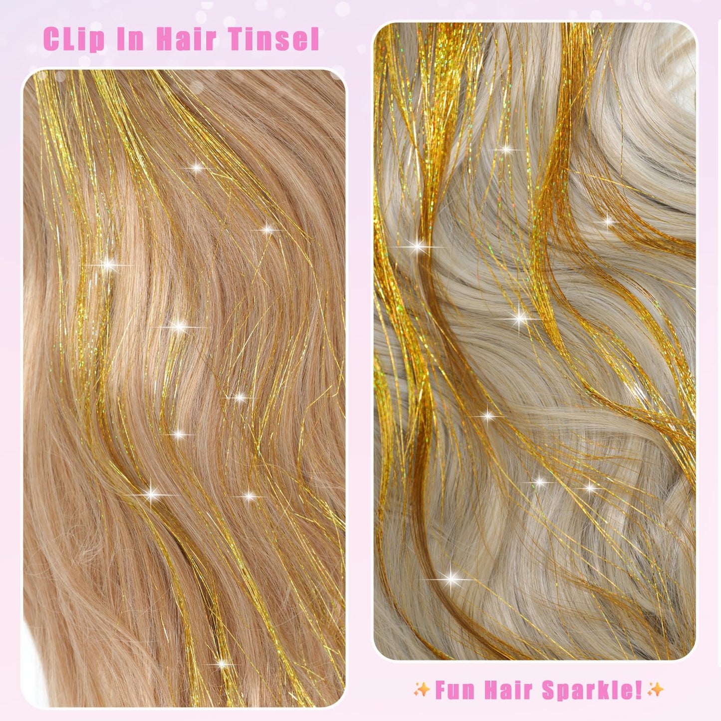 Liora — Rainbow Hair Tinsel Clip-In Extensions for Sparkling Highlights