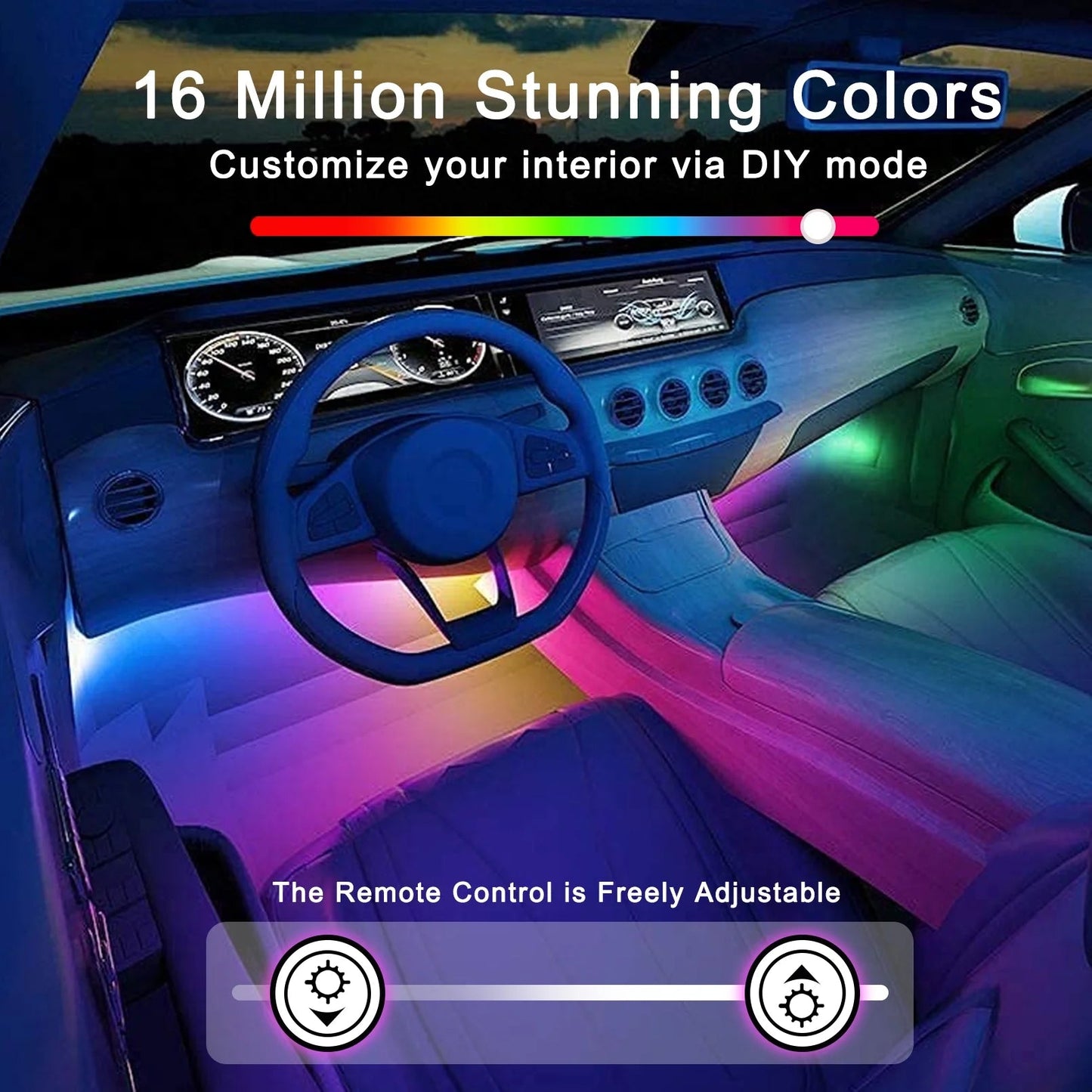Lyricus — Fita de Luz Interna para Carro com LED RGB e Sincronização com Música