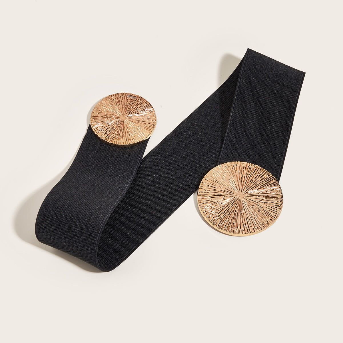Marena — Dames Vintage Brede Elastische Tailleband Riem met Gouden Gesp