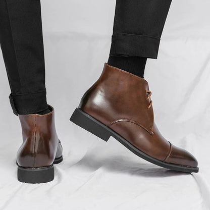 Arlen — Bottes en cuir pour homme à bout cap-toe avec semelles intérieures rembourrées