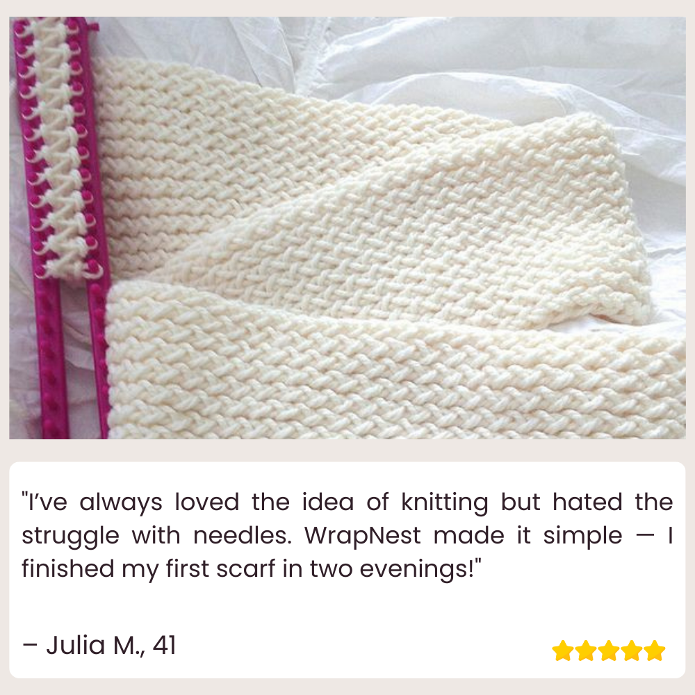 WrapAura™ — Turn Yarn Into Stunning Knits Instantly Without Needles or Hassle