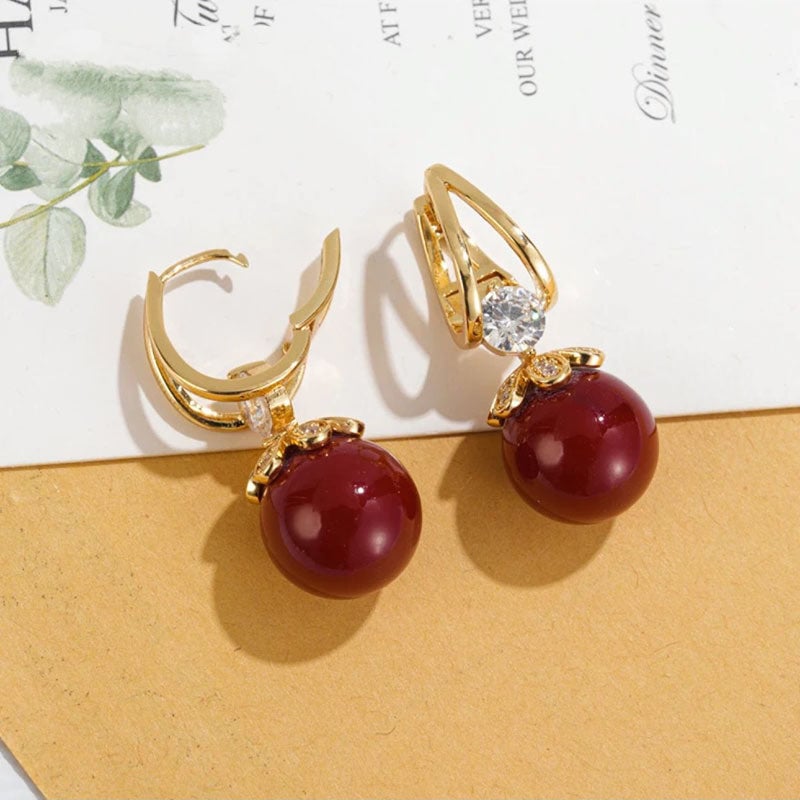 Liora Pearl Earrings — Sparkling Huggie Hoops with Dangle Pearls