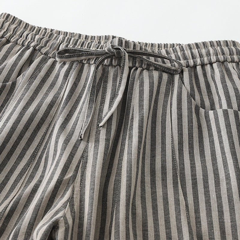 Norla — Striped Linen Wide-Leg Pants with Elastic Waistband