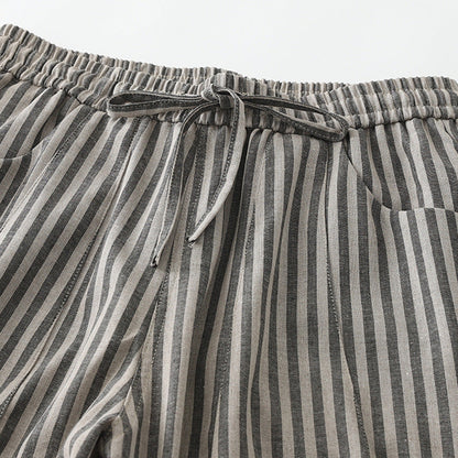 Norla — Striped Linen Wide-Leg Pants with Elastic Waistband