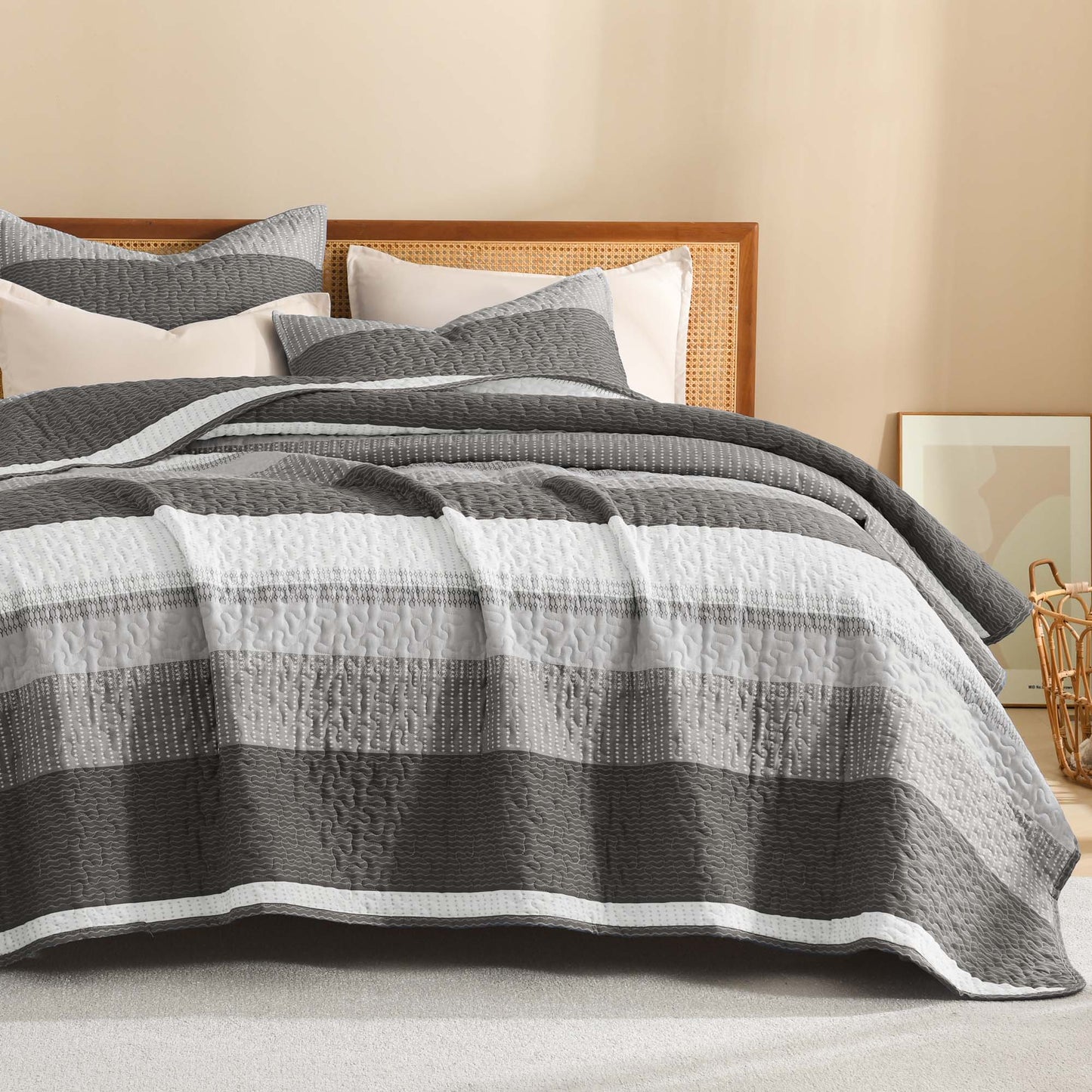 ShadowVeil™ Stripe Quilt Set — Unleash Bold Style and Year-Round Cloudlike Comfort