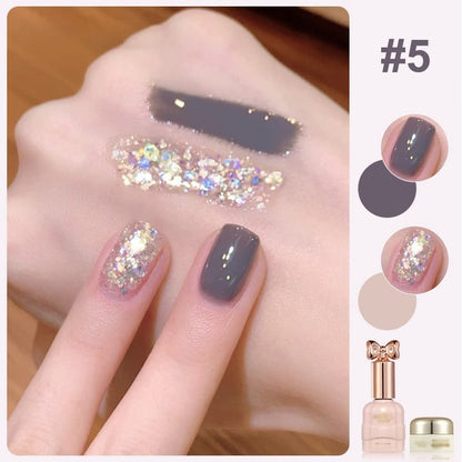 Duo de vernis à ongles Liora — Ensemble de vernis pailleté bicolore avec brillance longue durée