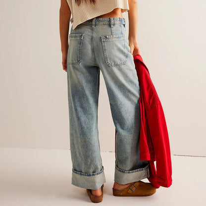 Varenza — Relaxed High-Rise Wide Leg Jeans with Vintage Wash