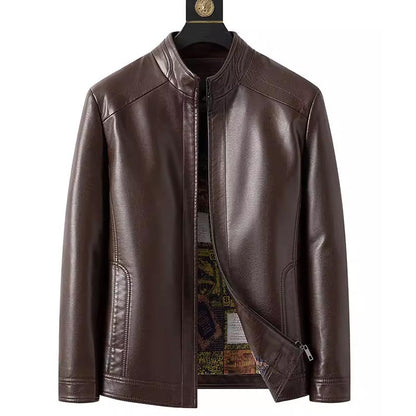 Varenzo — Men’s Genuine Leather Jacket with Warm Plush Lining