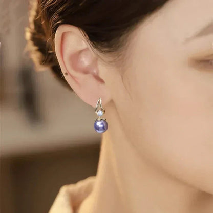 Liora Pearl Earrings — Sparkling Huggie Hoops with Dangle Pearls