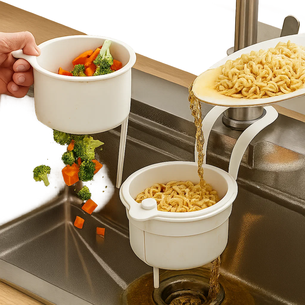 Neruvo — Kitchen Sink Drain Basket with Odor Control and Easy Waste Disposal