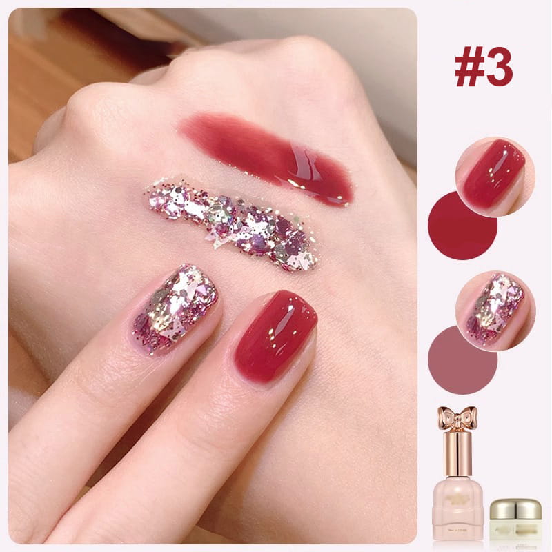 Duo de vernis à ongles Liora — Ensemble de vernis pailleté bicolore avec brillance longue durée