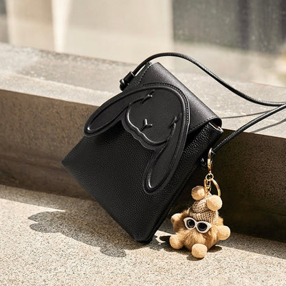 Geantă mini crossbody Elera pentru femei — Geantă de telefon din piele naturală cu design cu iepure
