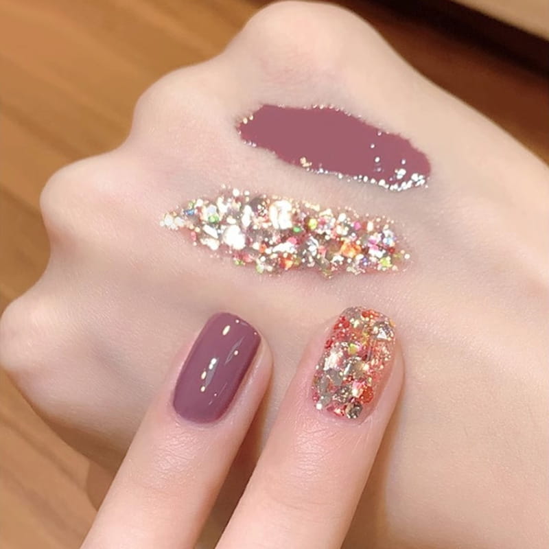 Duo de vernis à ongles Liora — Ensemble de vernis pailleté bicolore avec brillance longue durée