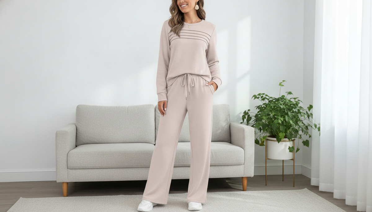 Conjunto de top de cuello redondo y pantalón con cordón Louna™