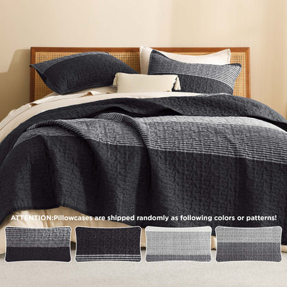 ShadowVeil™ Stripe Quilt Set — Unleash Bold Style and Year-Round Cloudlike Comfort