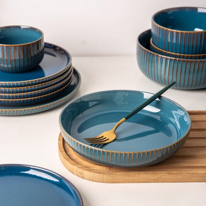 Liora — Service de table en céramique 12 pièces avec finition teintée à la main