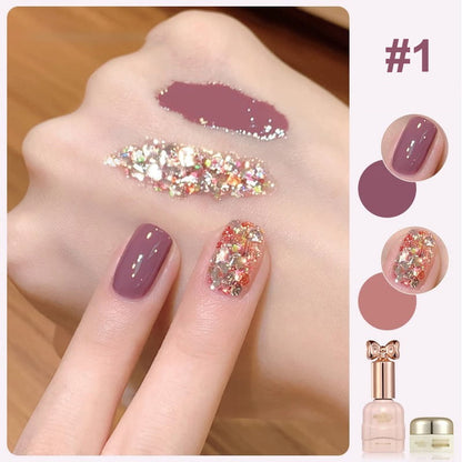 Duo de vernis à ongles Liora — Ensemble de vernis pailleté bicolore avec brillance longue durée