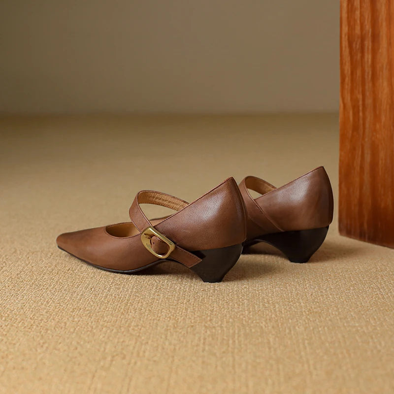 Calvea — Genuine Leather Mary Jane Pumps with Cushioned Insole