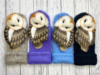 Alvryn Nordic Wool Mittens — Handknitted Warmth with Owl Detail