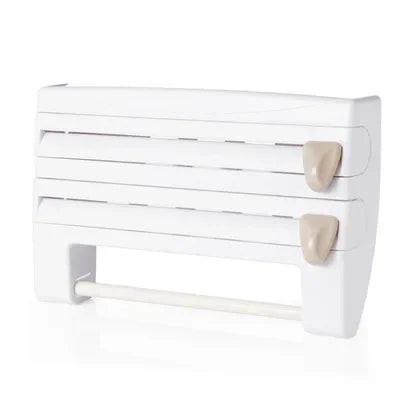 VelaWrap Organizer — Wall-Mounted Kitchen Wrap Dispenser with Spice Rack