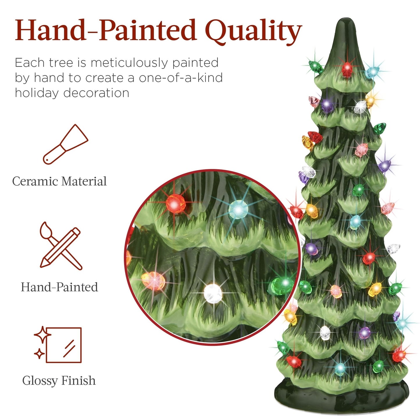Liora — Árvore de Natal de Cerâmica Pintada à Mão com Luzes LED