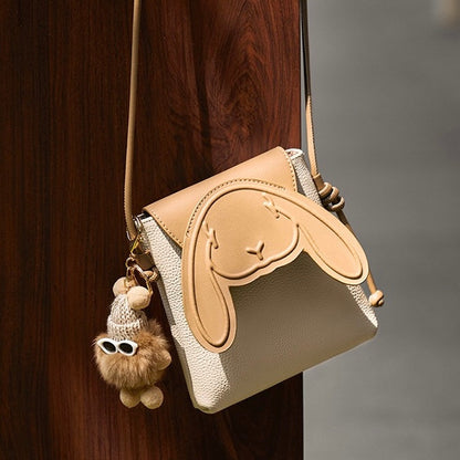Geantă mini crossbody Elera pentru femei — Geantă de telefon din piele naturală cu design cu iepure