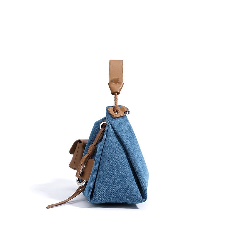 Kieranza — Women's Genuine Leather Denim Patchwork Hobo Bag