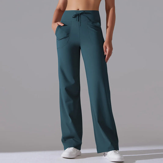 Caldena — Women's Wide-Leg Stretch Pants with Sculpted Waistband