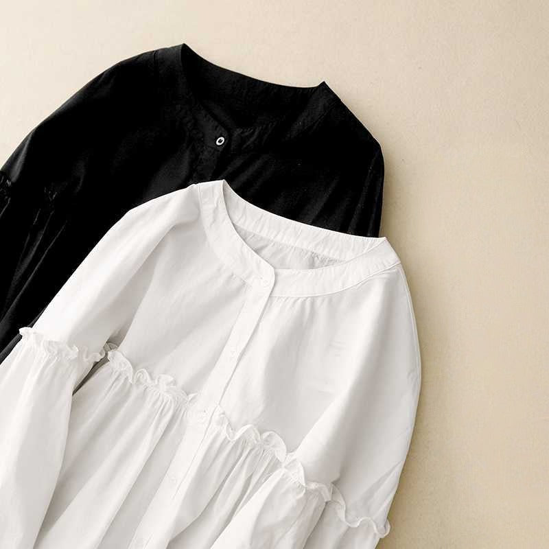 Liora Linen Shirt — Lightweight Collarless Shirt with Tailored Waist Seam