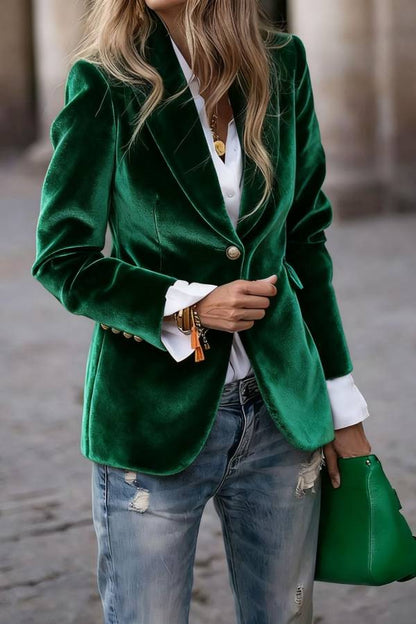 Zentavo Blazer vintage din catifea, croială slim