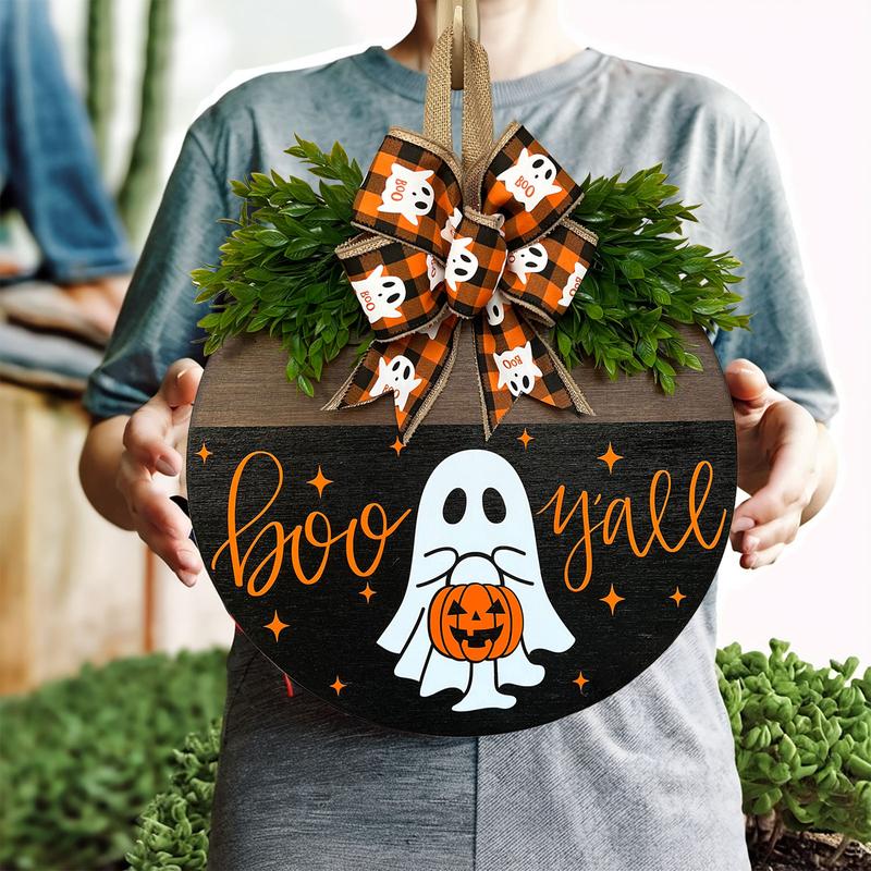 12 Wooden Pumpkin & Ghost Door Hanger™ — Transform Your Entrance into an Unforgettable Halloween Showstopper