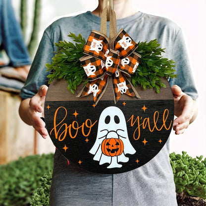 12 Wooden Pumpkin & Ghost Door Hanger™ — Transform Your Entrance into an Unforgettable Halloween Showstopper