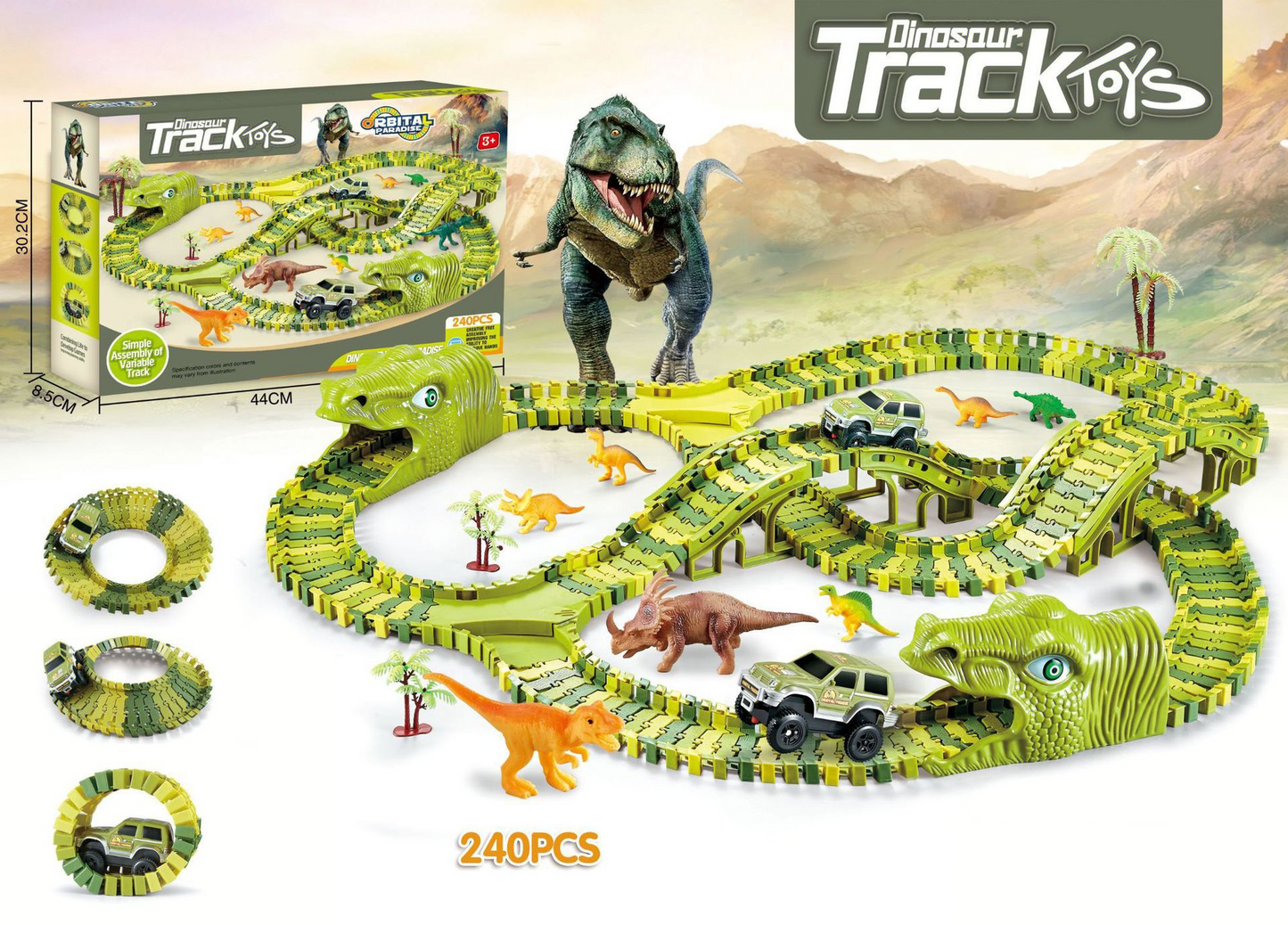 DinoRift — Interactive Dinosaur Track Toy Set with Battery-Powered Car