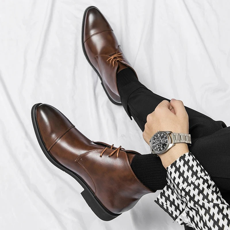 Arlen — Bottes en cuir pour homme à bout cap-toe avec semelles intérieures rembourrées