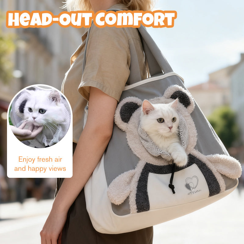 Bear-Y Canvas Pet Carrier — Small Dog and Cat Bag with Open-Top Design