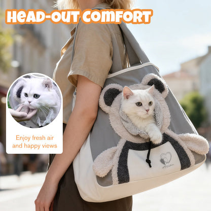 Bear-Y Canvas Pet Carrier — Small Dog and Cat Bag with Open-Top Design