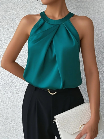 Avielle Neckholder-Bluse — Ärmelloses Top mit Satin-Finish für Damen