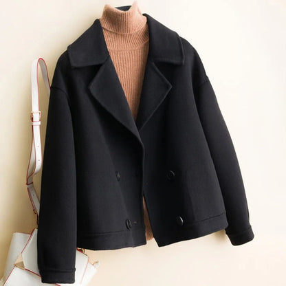 Liora — Zweireihige Kaschmir-Wolljacke mit lockerem Schnitt