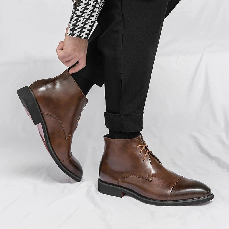 Arlen — Bottes en cuir pour homme à bout cap-toe avec semelles intérieures rembourrées