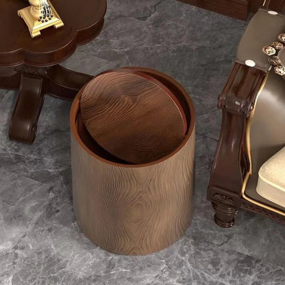 Denaro Woodgrain Waste Bin — 8L Rustic Waterproof Trash Can